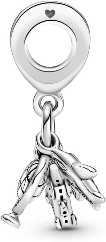 image:imagePANDORA Airplane Globe amp Suitcase Triple Dangle Charm Bracelet Charm Moments Bracelets Stunning Womens Jewelry Gift for Women Made with Sterling Silver amp Enamel With Gift Box