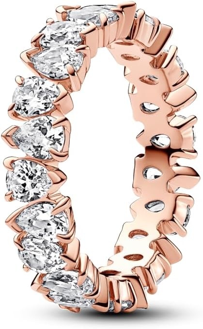 image:imagePANDORA Alternating Sparkling Band Ring Rose Gold Ring for Women Layering or Stackable Ring Gift for Her 14k Rose with Cubic Zirconia With Gift Box