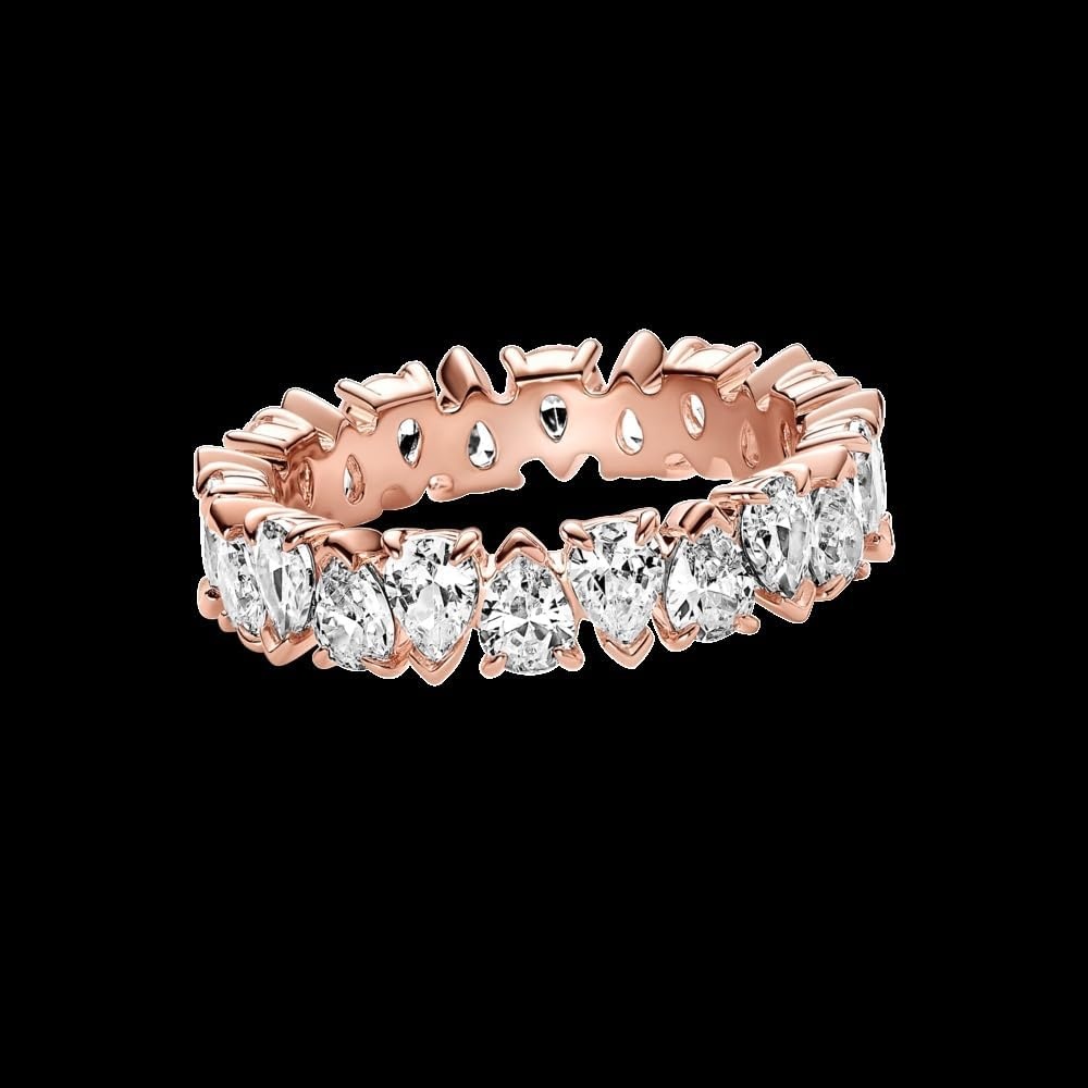 image:imagePANDORA Alternating Sparkling Band Ring Rose Gold Ring for Women Layering or Stackable Ring Gift for Her 14k Rose with Cubic Zirconia With Gift Box