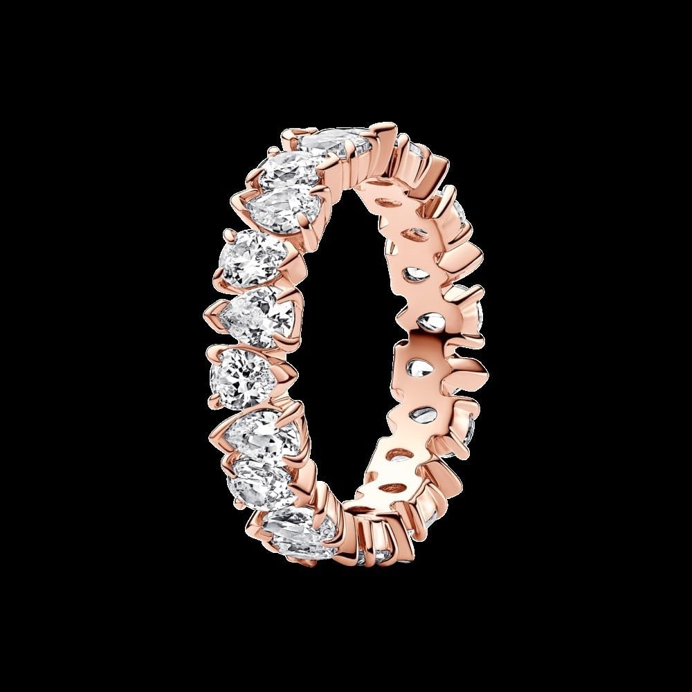 image:imagePANDORA Alternating Sparkling Band Ring Rose Gold Ring for Women Layering or Stackable Ring Gift for Her 14k Rose with Cubic Zirconia With Gift Box