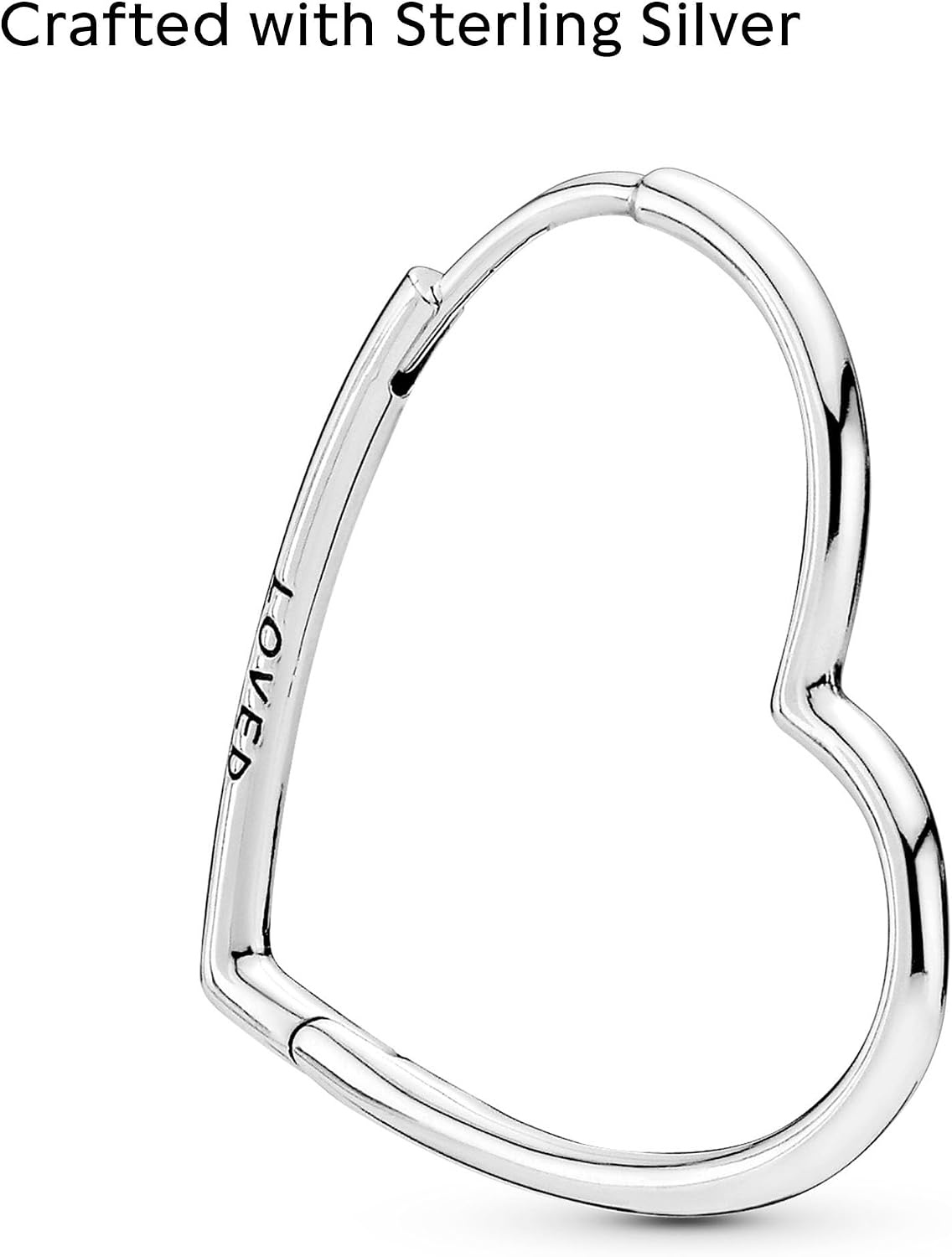 image:imagePANDORA Asymmetrical Heart Hoop Earrings Classic Earrings for Women Great Gift for Her Made with Sterling Silver