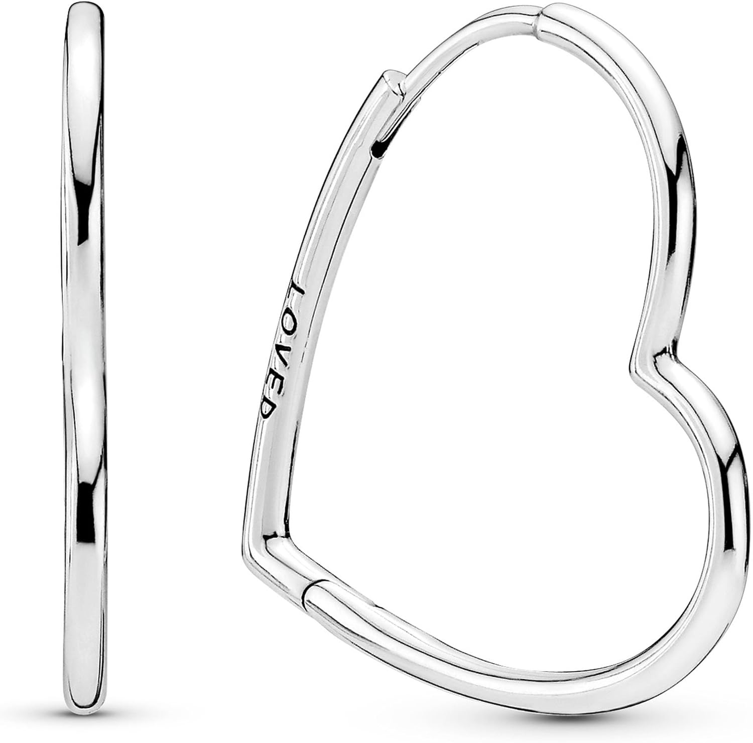 image:imagePANDORA Asymmetrical Heart Hoop Earrings Classic Earrings for Women Great Gift for Her Made with Sterling Silver
