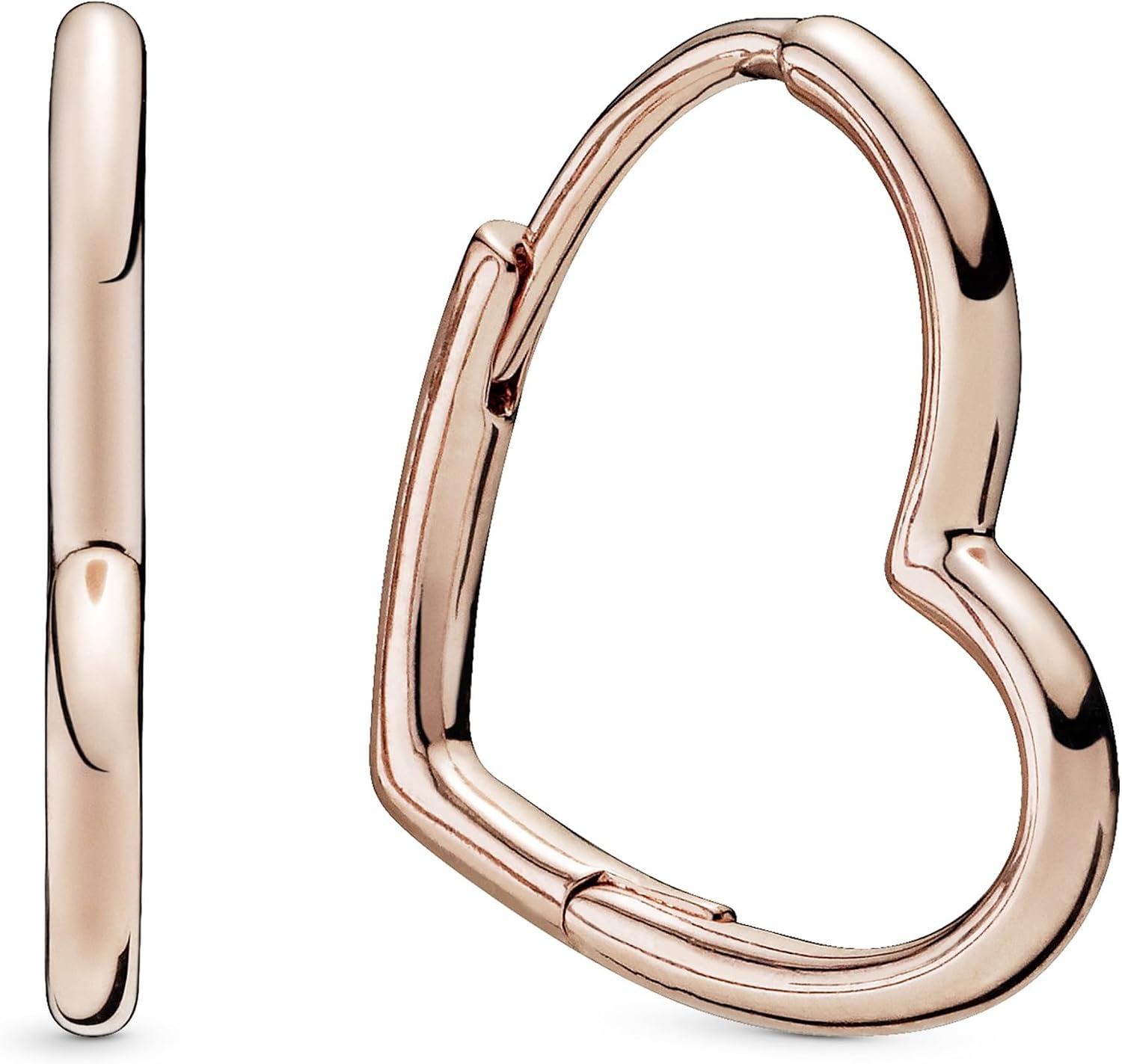 image:imagePANDORA Asymmetrical Heart Hoop Earrings Minimalist Hoop Earrings Stunning Womens Earrings Gift for Her 14k Rose Gold With Gift Box