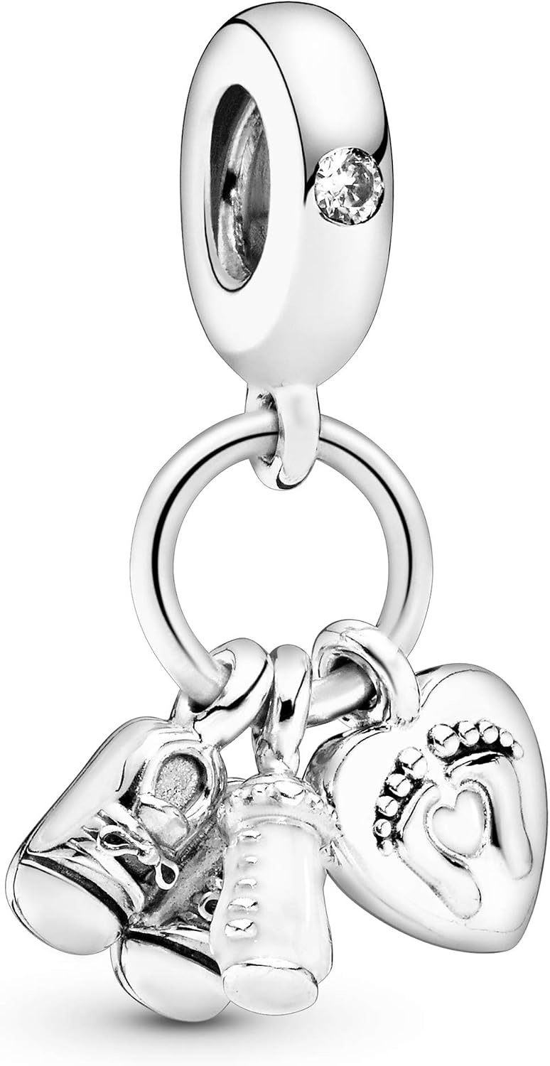 image:imagePANDORA Baby Bottle amp Shoes Dangle Charm Compatible Moments Jewelry for Women Made with Sterling Silver Cubic Zirconia amp Enamel Gift with Gift Box