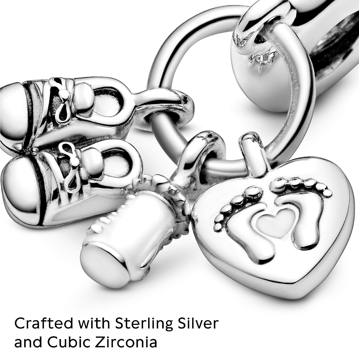 image:imagePANDORA Baby Bottle amp Shoes Dangle Charm Compatible Moments Jewelry for Women Made with Sterling Silver Cubic Zirconia amp Enamel Gift with Gift Box