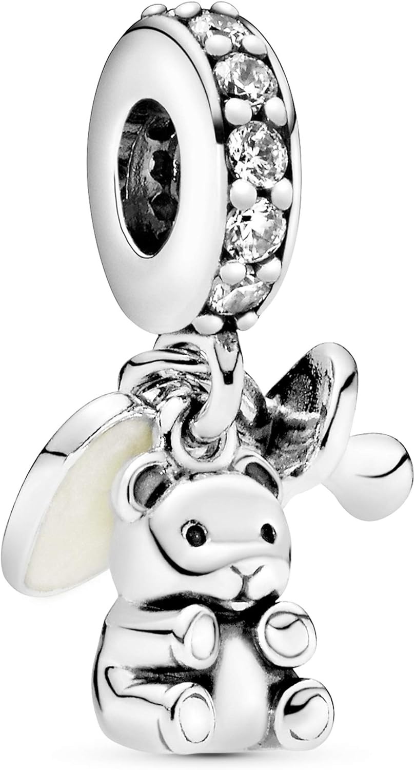 image:imagePANDORA Baby Teddy Bear Dangle Charm Gift for Her Compatible with PANDORA Moments Sterling Silver with Cubic Zirconia amp Enamel With Gift Box