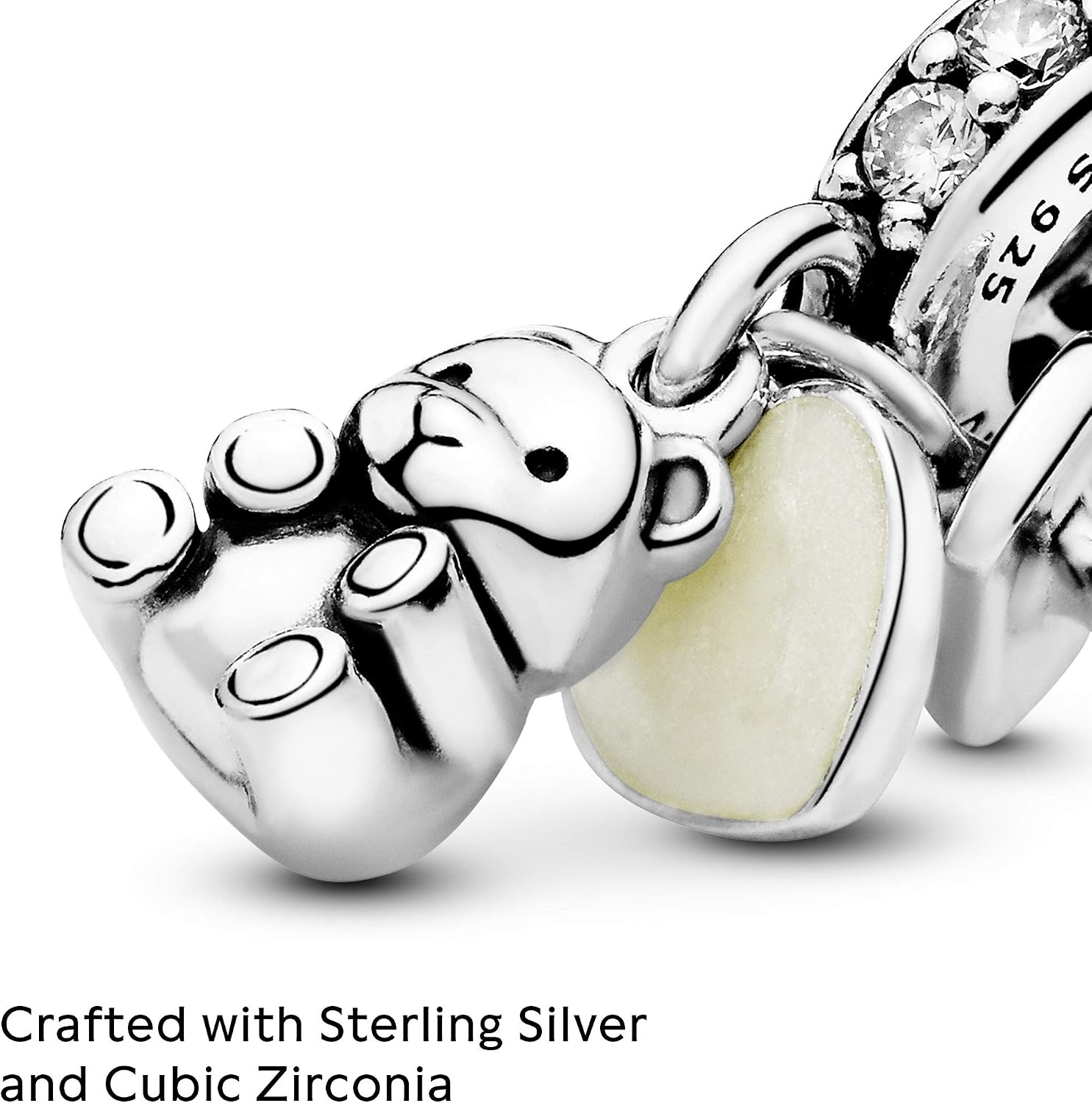 image:imagePANDORA Baby Teddy Bear Dangle Charm Gift for Her Compatible with PANDORA Moments Sterling Silver with Cubic Zirconia amp Enamel With Gift Box