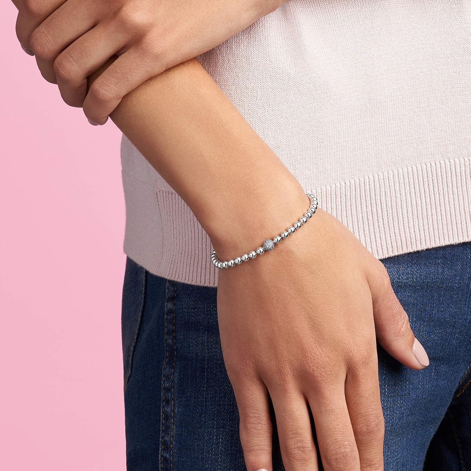 image:imagePANDORA Beads amp Pav Bracelet Bracelet for Women Gift for Her With Gift Box75 Inches