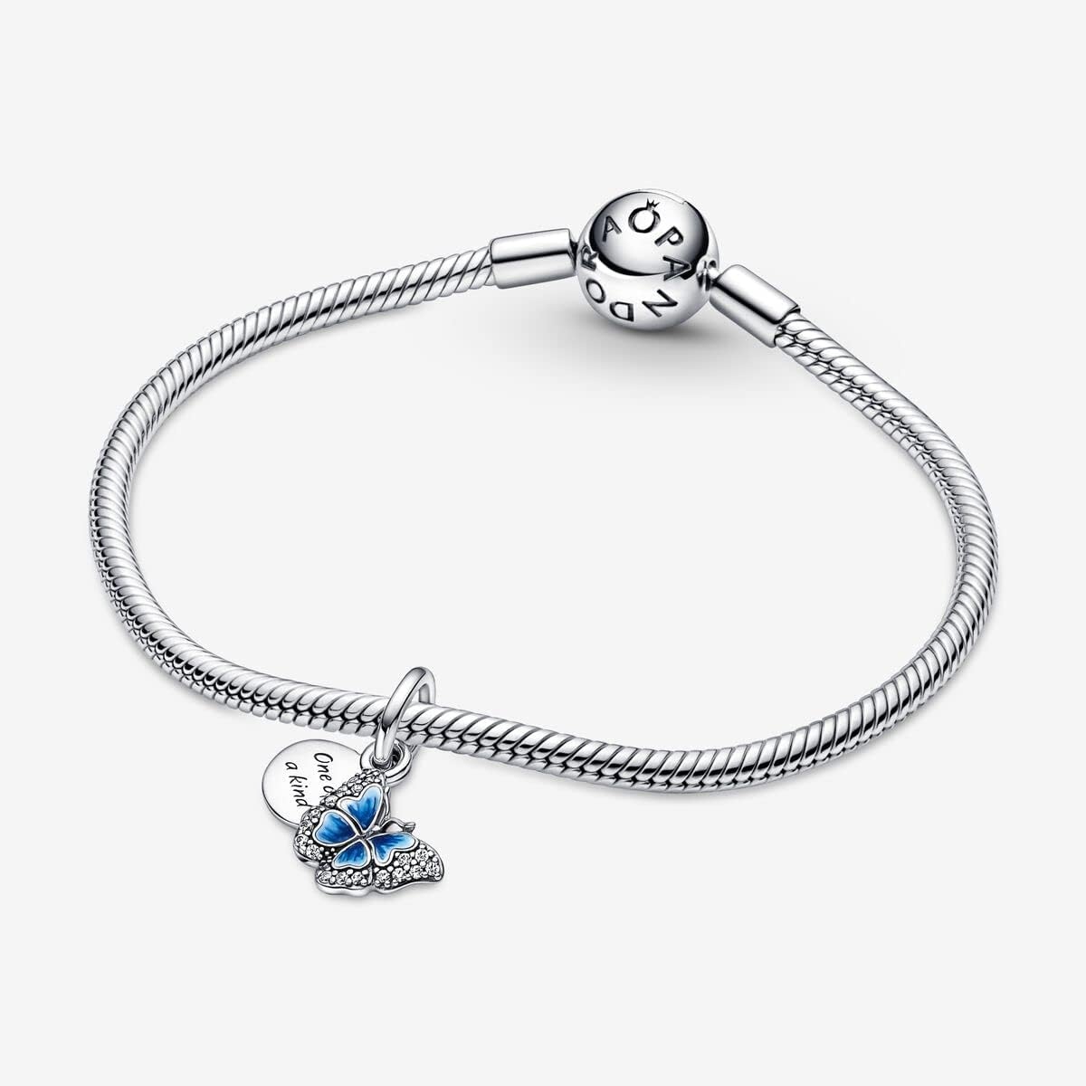 image:imagePANDORA Blue Butterfly amp Quote Double Dangle Charm Bracelet Charm for PANDORA Moments Bracelets Stunning Womens Jewelry Made with Sterling Silver Cubic Zirconia amp Enamel With Gift Box
