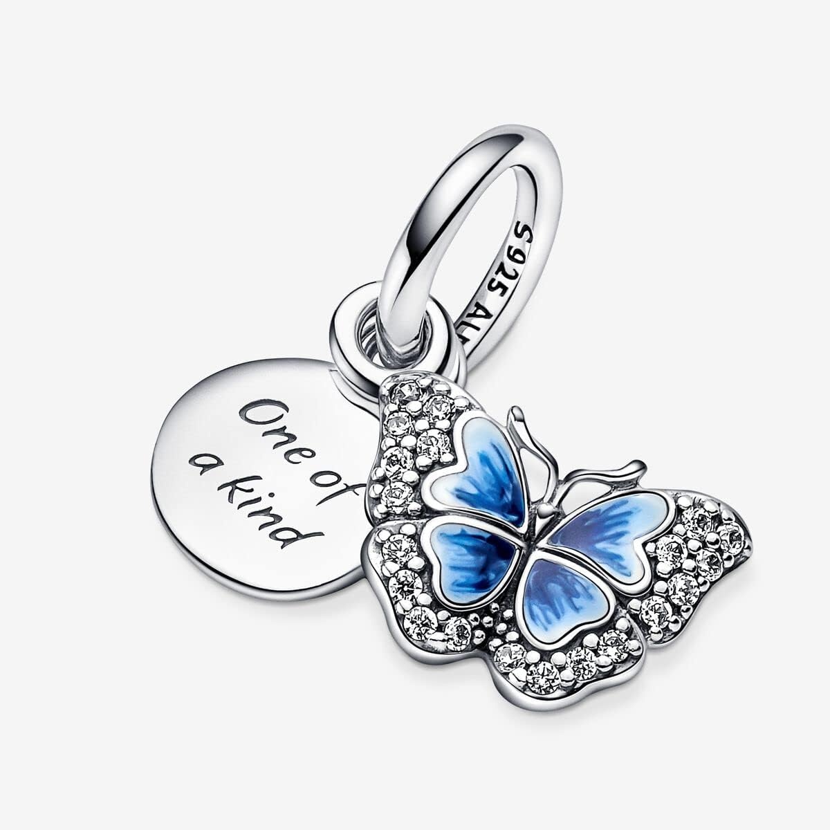 image:imagePANDORA Blue Butterfly amp Quote Double Dangle Charm Bracelet Charm for PANDORA Moments Bracelets Stunning Womens Jewelry Made with Sterling Silver Cubic Zirconia amp Enamel With Gift Box