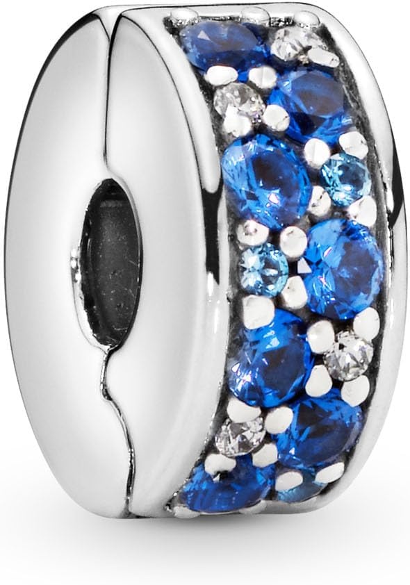 image:imagePANDORA Blue Pav Clip Charm PANDORA Bracelet Charm for PANDORA Moments Bracelets Stunning Womens Jewelry Gift for Women Made with Sterling Silver amp Cubic Zirconia With Gift Box