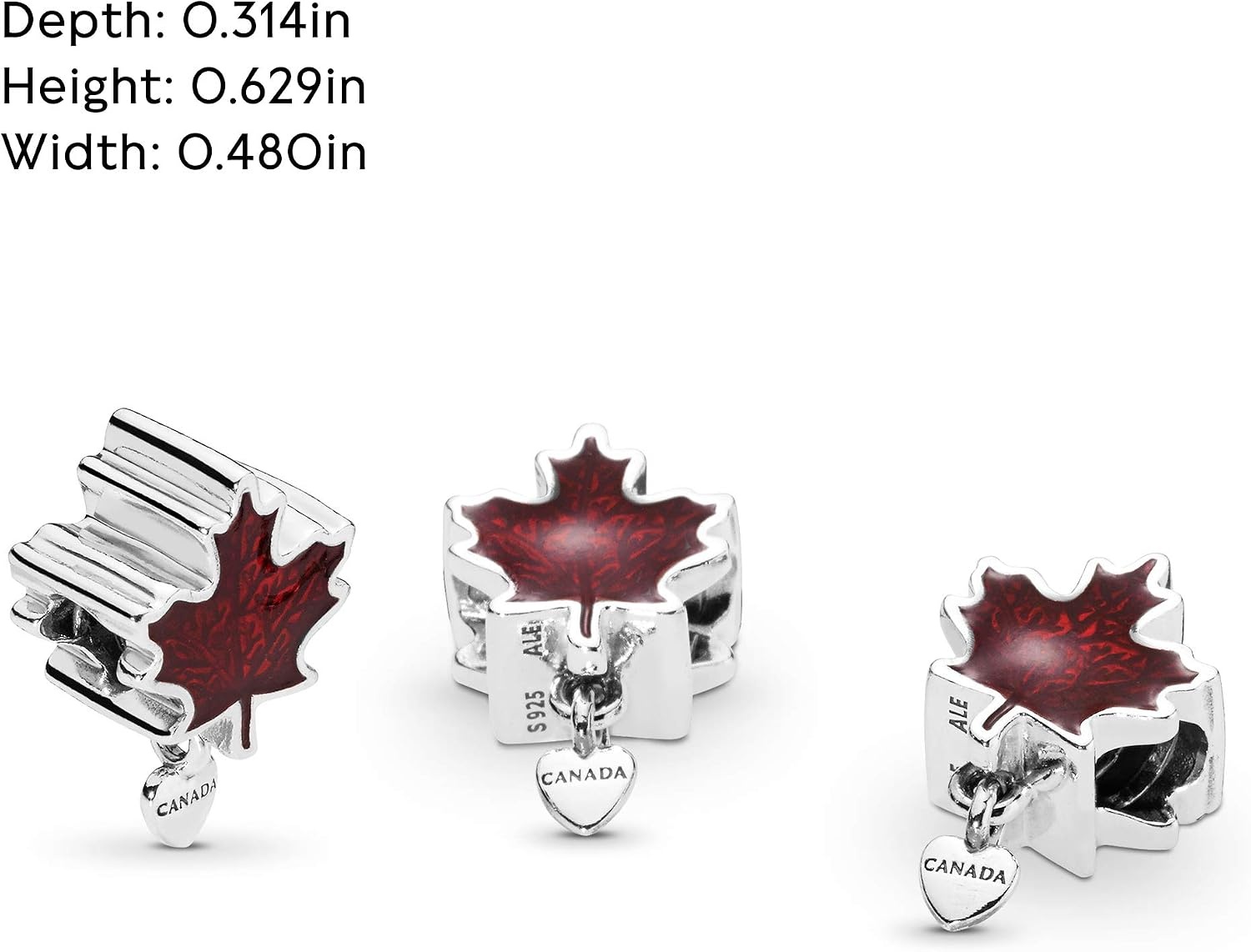 image:imagePANDORA Canada Red Maple Leaf Charm Compatible with PANDORA Moments Gift for Her Made with Sterling Silver amp Enamel with Gift Box