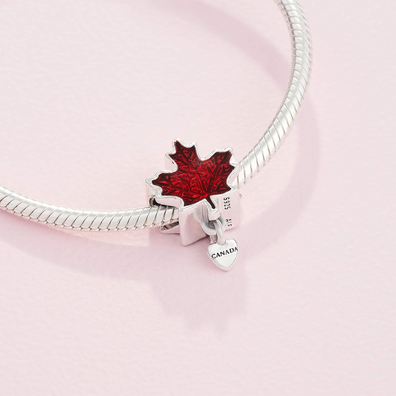 image:imagePANDORA Canada Red Maple Leaf Charm Compatible with PANDORA Moments Gift for Her Made with Sterling Silver amp Enamel with Gift Box