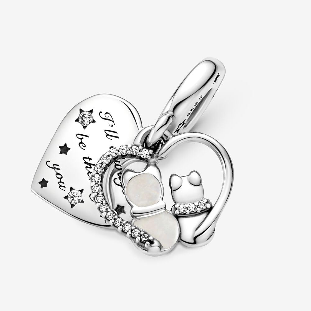 image:imagePANDORA Cats amp Hearts Dangle Charm Compatible with PANDORA Moments Jewelry for Women Gift for Women Sterling Silver Cubic Zirconia amp Enamel With Gift Box