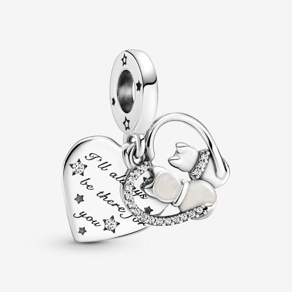 image:imagePANDORA Cats amp Hearts Dangle Charm Compatible with PANDORA Moments Jewelry for Women Gift for Women Sterling Silver Cubic Zirconia amp Enamel With Gift Box