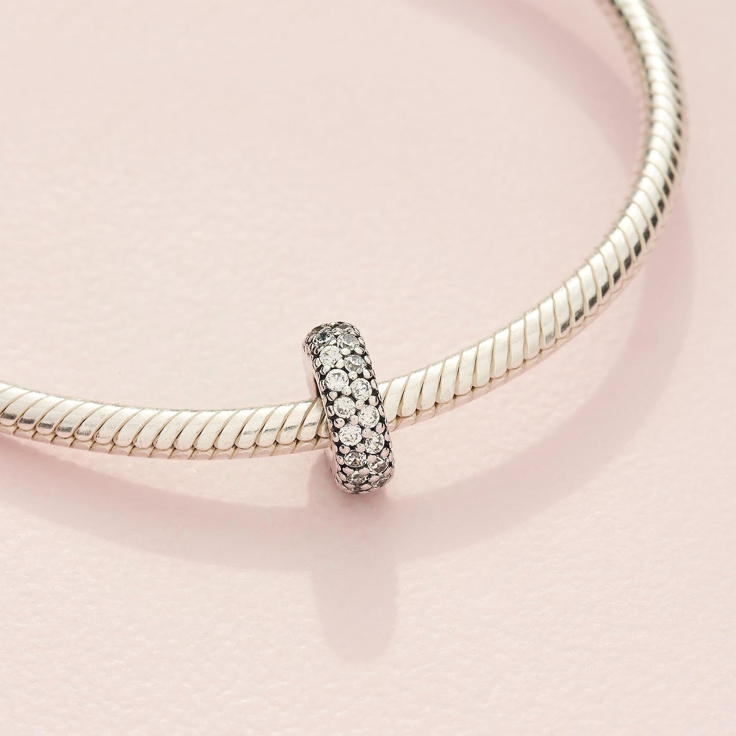 image:imagePANDORA Clear Sparkle Spacer Charm Bracelet Charm Moments Bracelets Stunning Womens Jewelry Gift for Women in Your Life Made with Sterling Silver amp Cubic Zirconia With Gift Box