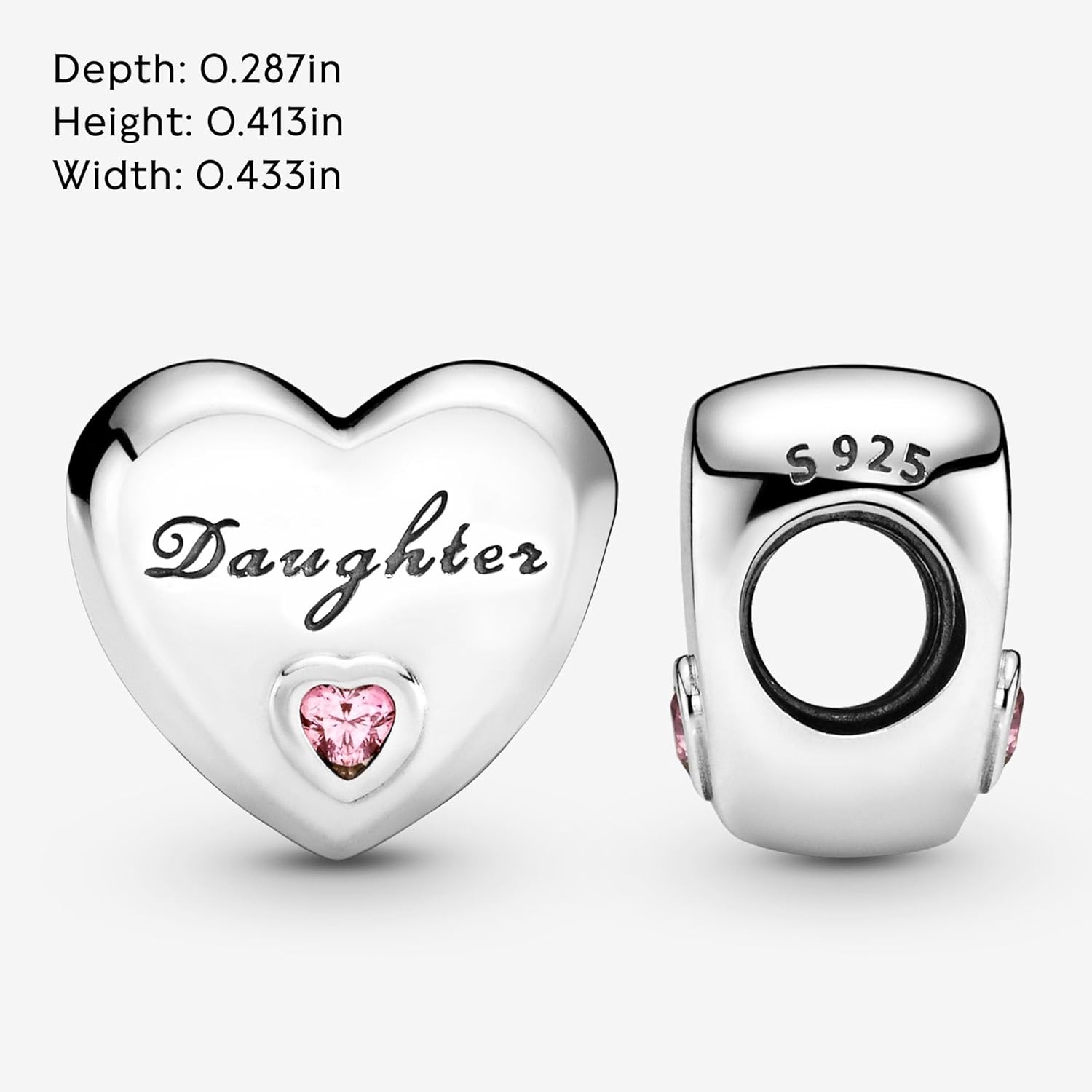 image:imagePANDORA Daughter Heart Charm Compatible with PANDORA Moments Sterling Silver Gift for Her Jewelry for Women with Gift Box