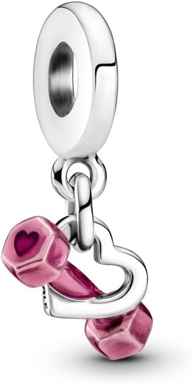 image:imagePANDORA Dumbbell amp Heart Dangle Charm Compatible Moments Bracelets Jewelry for Women Gift for Women Made with Sterling Silver amp Enamel With Gift Box