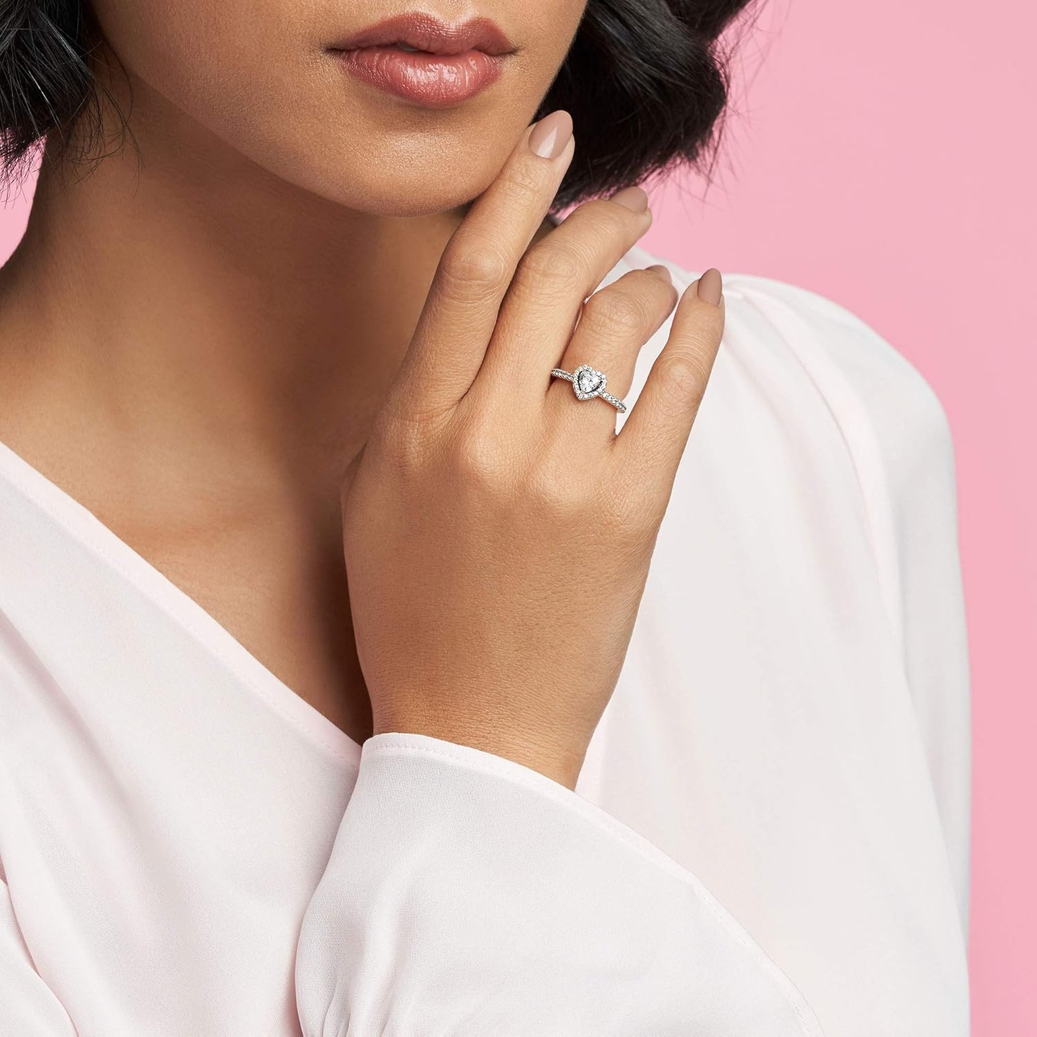 image:imagePANDORA Elevated Heart RingSilver Clear