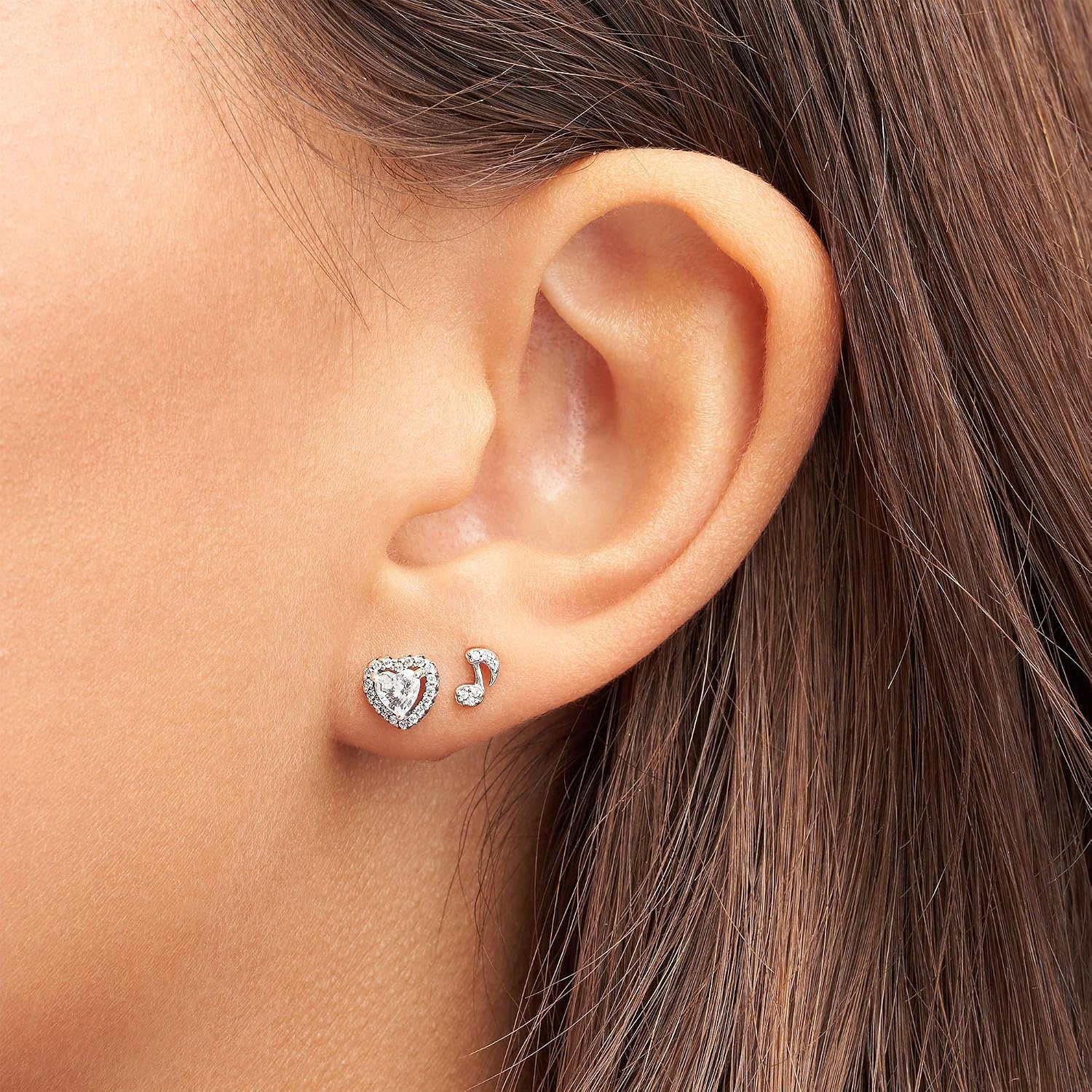 image:imagePANDORA Elevated Heart Stud Earrings Timeless Earrings for Women Gift for Her Made with Sterling Silver amp Cubic Zirconia With Gift Box
