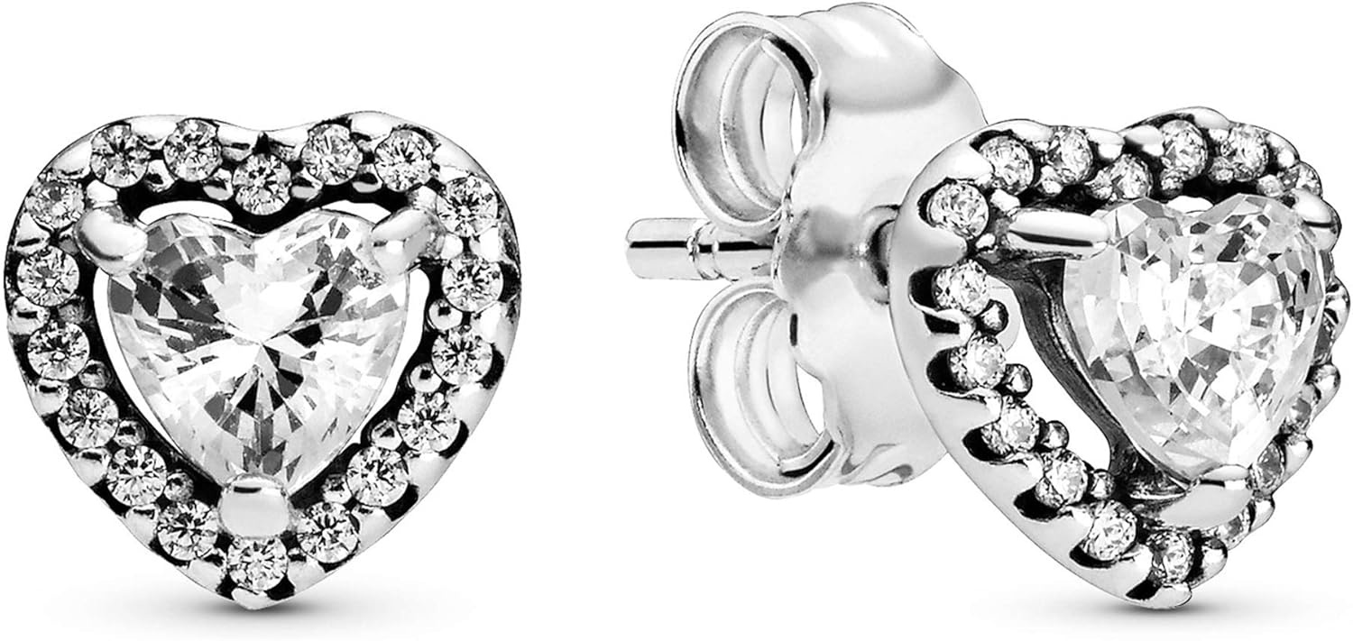 image:imagePANDORA Elevated Heart Stud Earrings Timeless Earrings for Women Gift for Her Made with Sterling Silver amp Cubic Zirconia With Gift Box