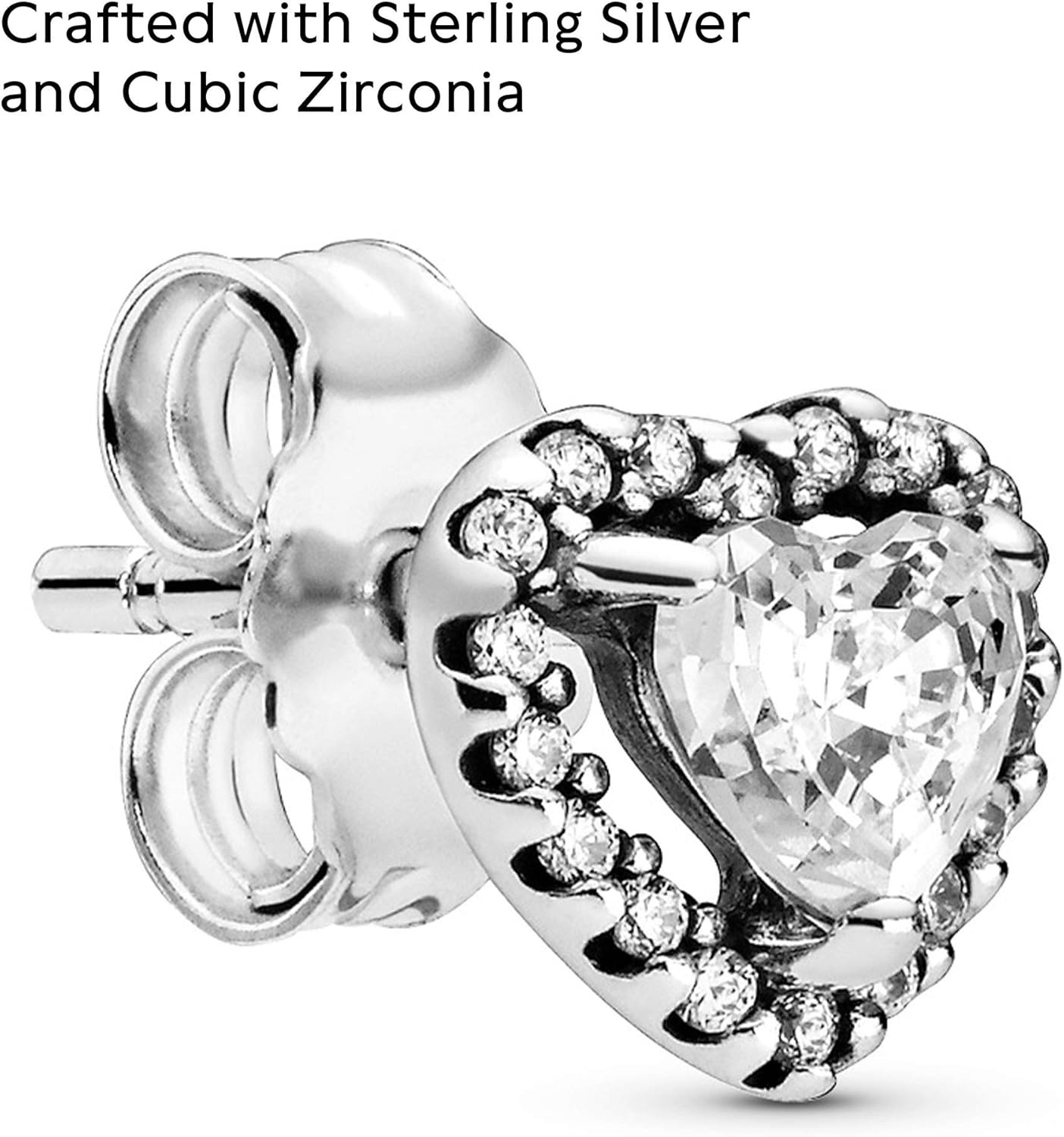 image:imagePANDORA Elevated Heart Stud Earrings Timeless Earrings for Women Gift for Her Made with Sterling Silver amp Cubic Zirconia With Gift Box