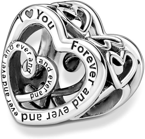 image:imagePANDORA Entwined Infinite Hearts Charm Gift for Her Compatible with PANDORA Moments Sterling Silver Bracelet Charm With Gift Box