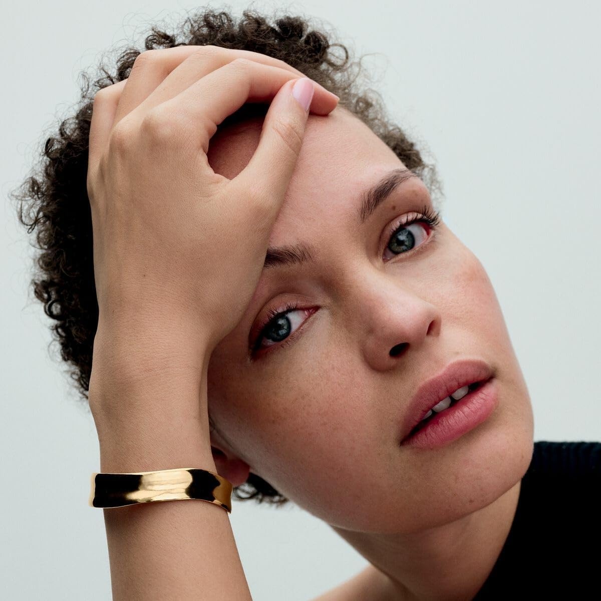 image:imagePANDORA Essence Organically Shaped Broad Open Bangle 14k GoldPlated Bangle Bracelet for Women Includes Gift Box16
