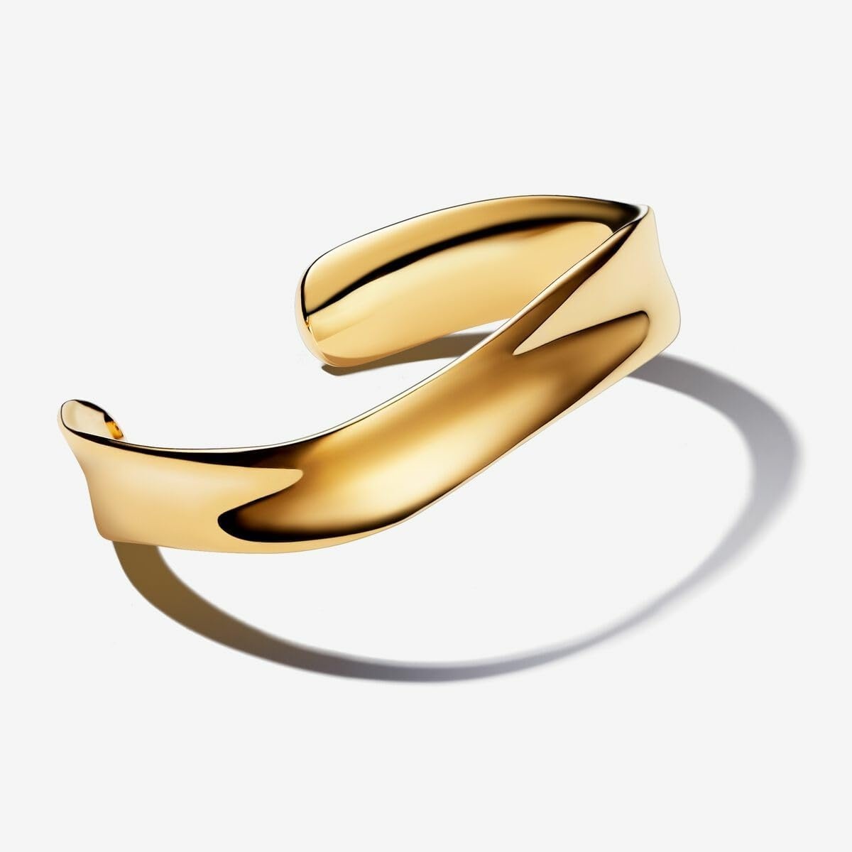 image:imagePANDORA Essence Organically Shaped Broad Open Bangle 14k GoldPlated Bangle Bracelet for Women Includes Gift Box16