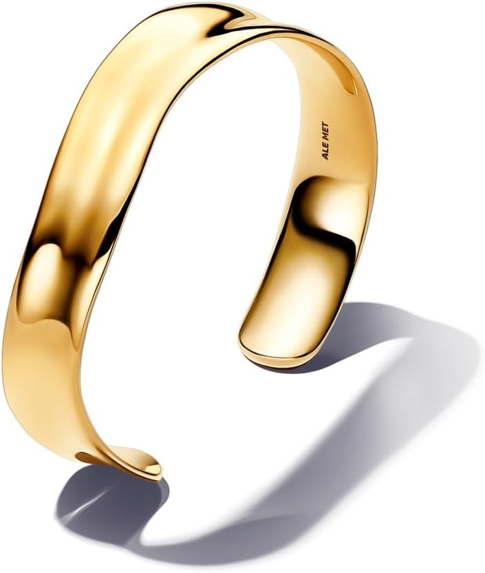image:imagePANDORA Essence Organically Shaped Broad Open Bangle 14k GoldPlated Bangle Bracelet for Women Includes Gift Box175