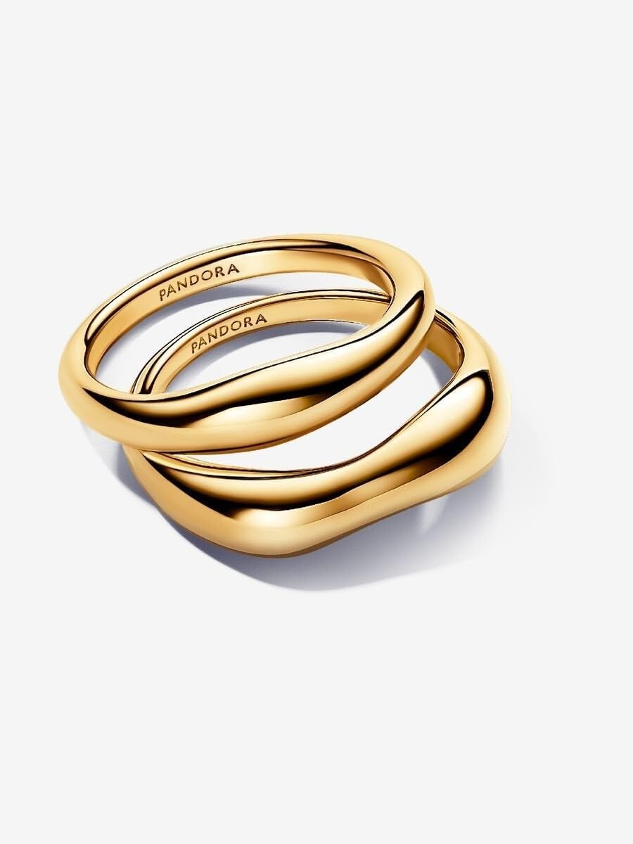 image:imagePANDORA Essence Organically Shaped Stacking Rings Stackable Ring for Women 14k GoldPlated Ring Includes Gift Box5
