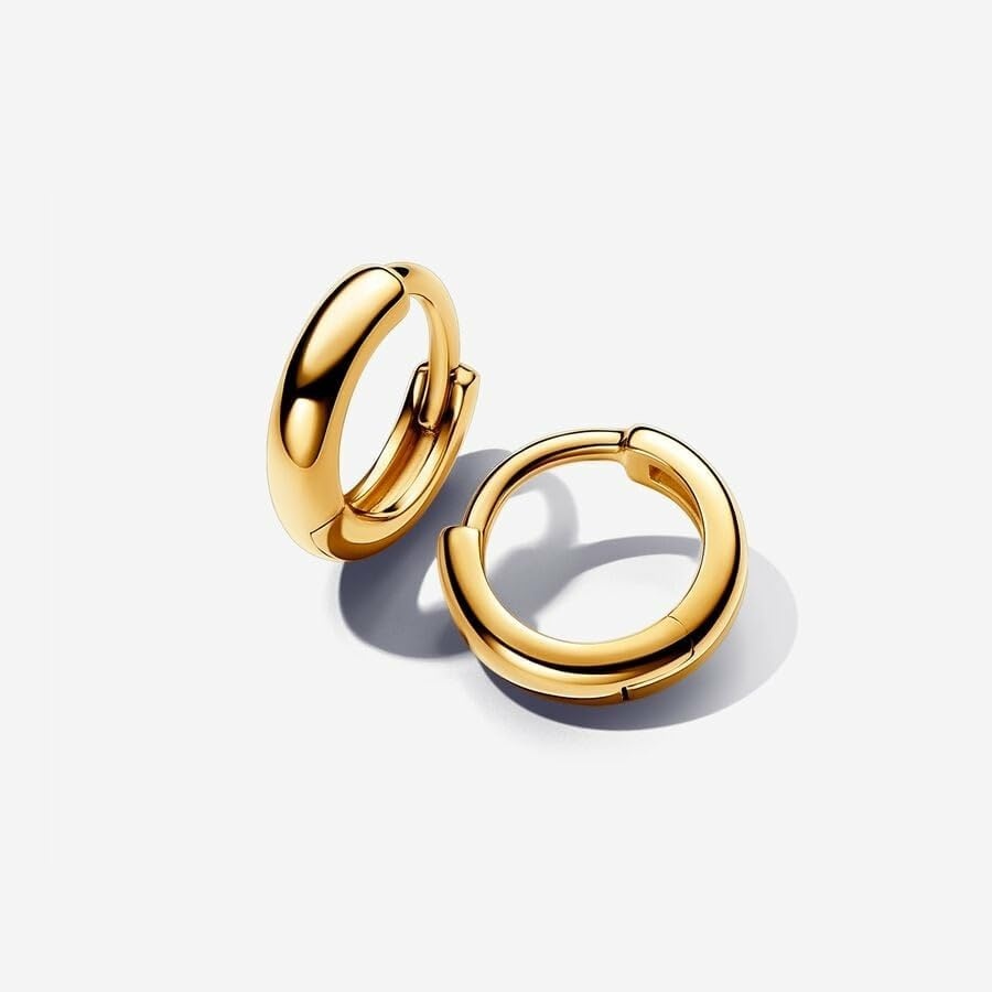 image:imagePANDORA Essence Round Huggie Hoop Earrings 14k GoldPlated Earrings Gift for Women Includes Gift Box