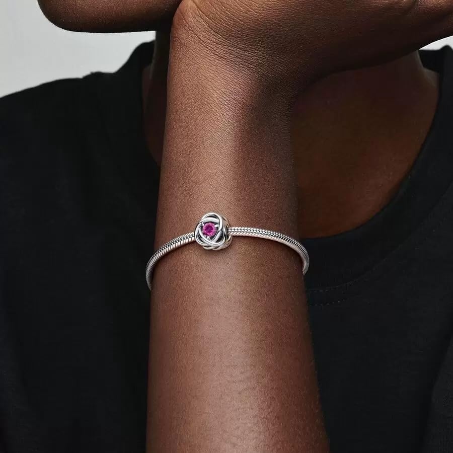 image:imagePANDORA Eternity Circle Charm Compatible Moments Gift for Her Made with Sterling Silver and Manmade Crystals with Gift BoxPink
