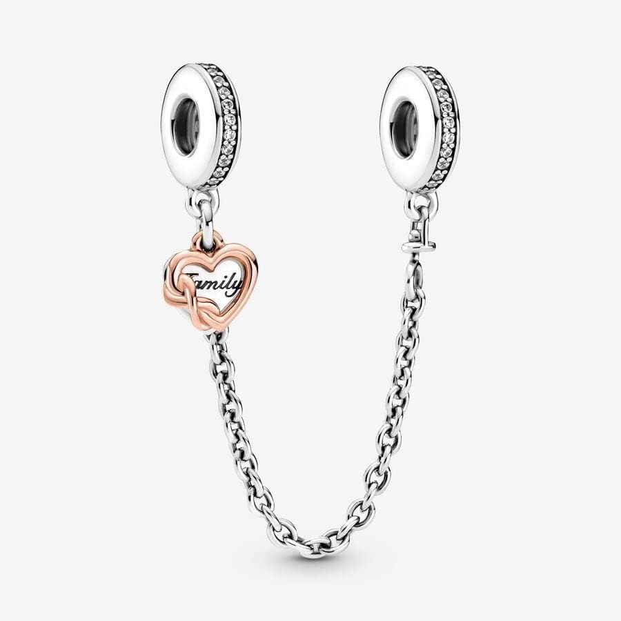 image:imagePANDORA Family Heart Safety Chain Charm Gift for Her Compatible with PANDORA Moments Sterling Silver PANDORA Rose amp Cubic Zirconia With Gift Box