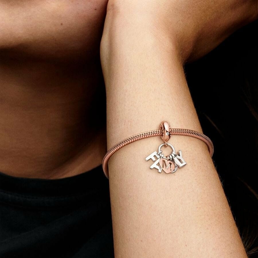 image:imagePANDORA Family Letters Dangle Charm Compatible Moments Stunning Womens Jewelry Gift for Her Made with Rose Sterling Silver amp Cubic Zirconia With Gift Box