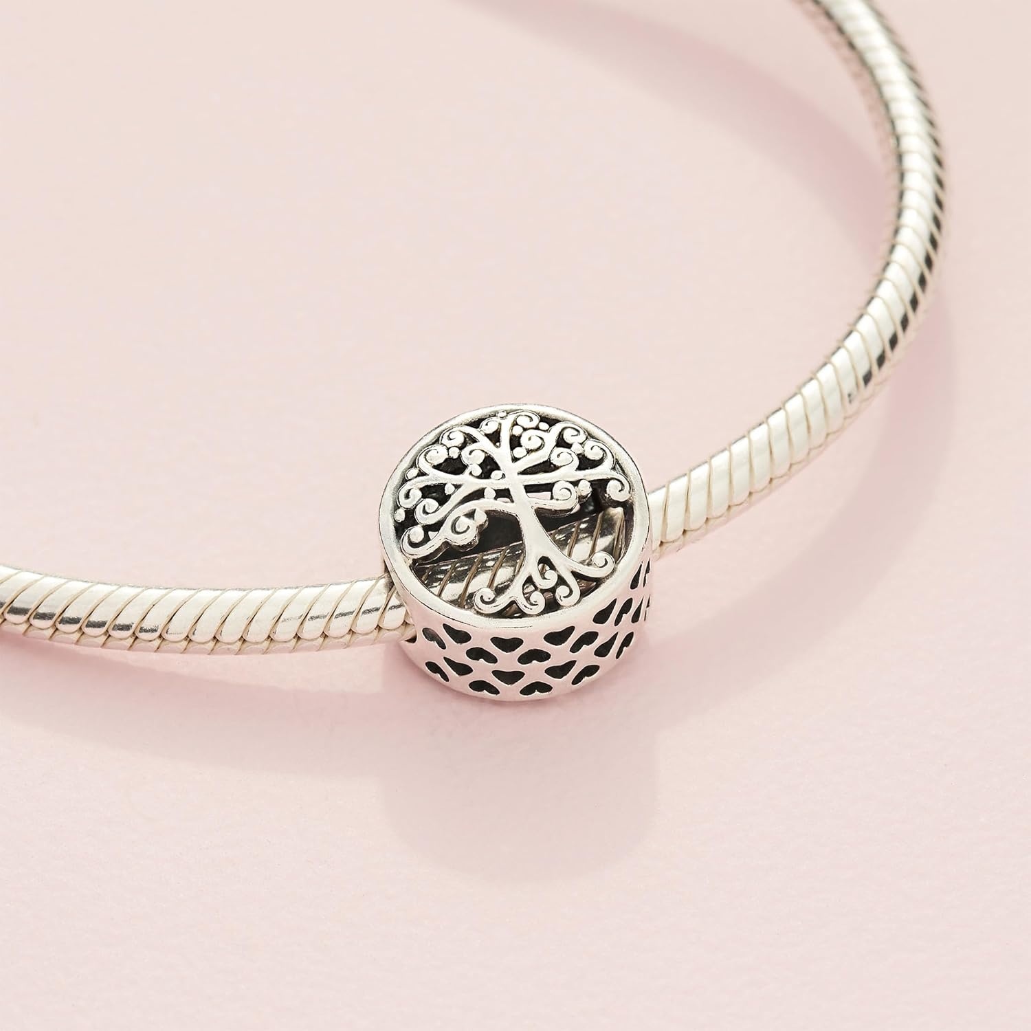 image:imagePANDORA Family Tree Charm Engraved Family Message Meaningful Keepsake Jewelry for Women with Gift Box Compatible Moments Charm Bracelets Sterling Silver