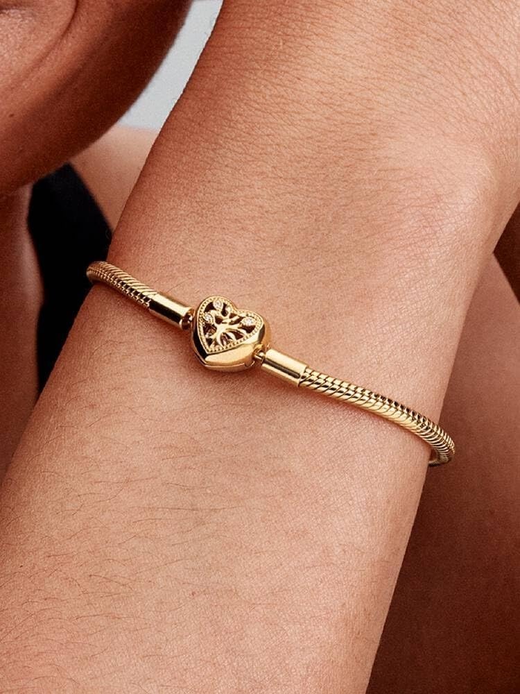 image:imagePANDORA Family Tree Heart Clasp Snake Chain BraceletGold