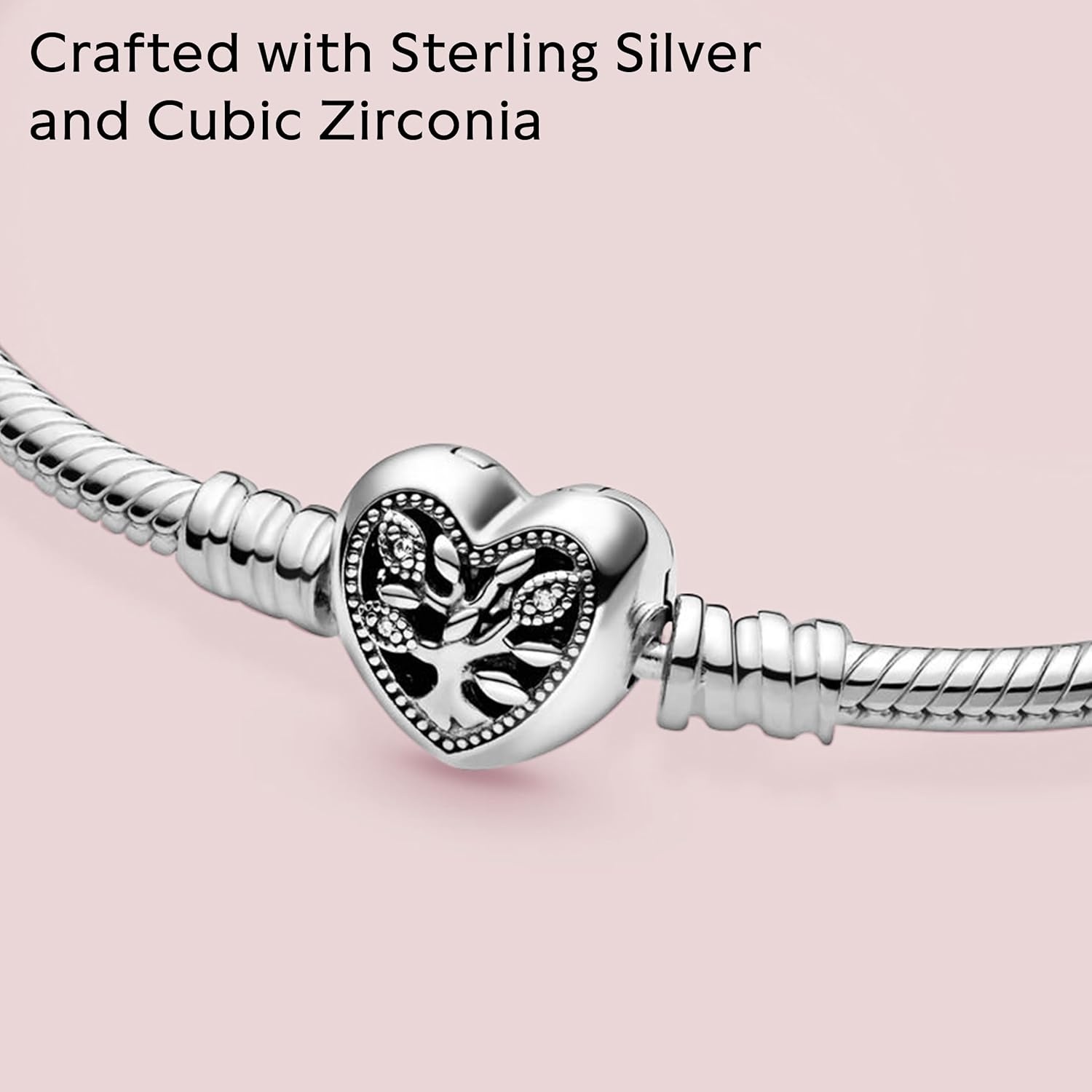 image:imagePANDORA Family Tree Heart Clasp Snake Chain BraceletSilver