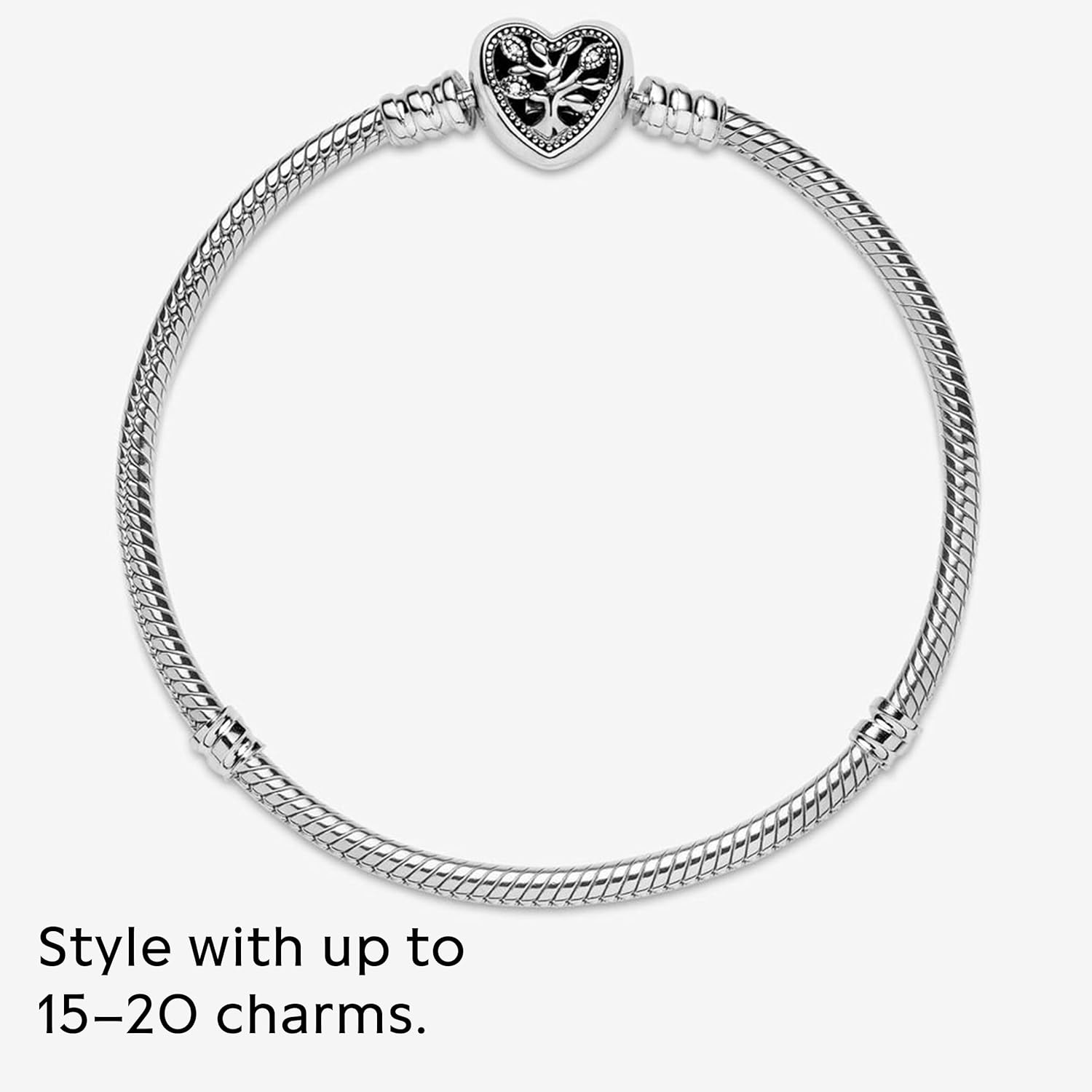 image:imagePANDORA Family Tree Heart Clasp Snake Chain BraceletSilver