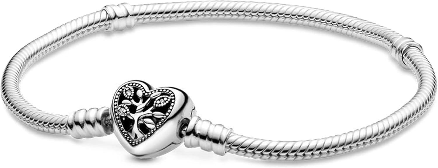 image:imagePANDORA Family Tree Heart Clasp Snake Chain BraceletSilver