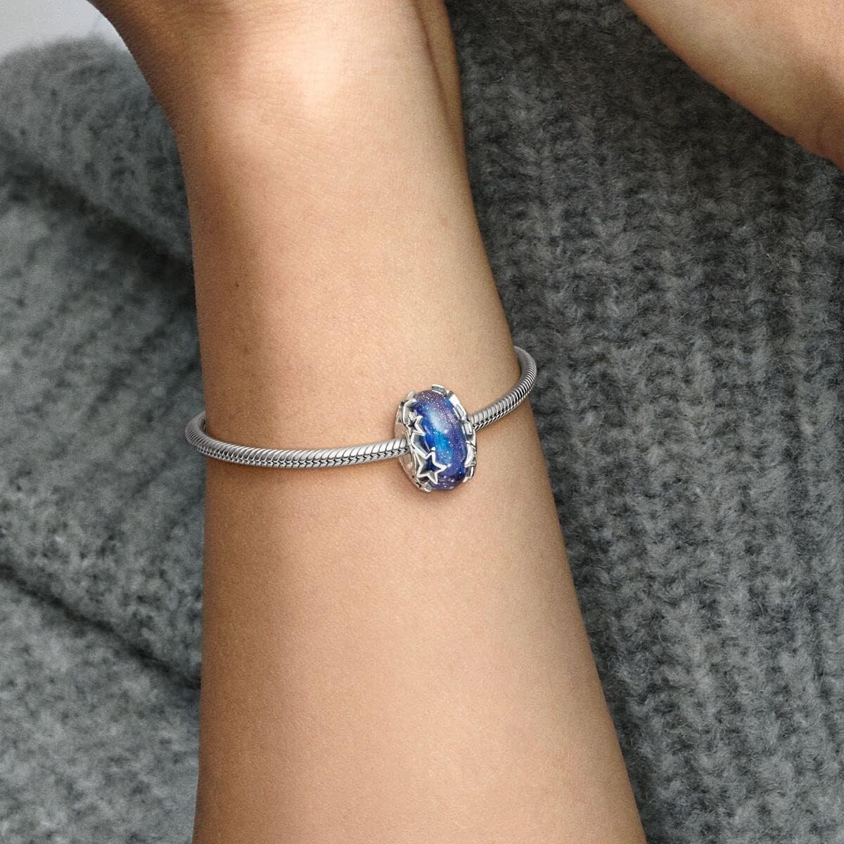 image:imagePANDORA Galaxy Blue amp Star Murano Charm Bracelet Charm for PANDORA Moments Bracelets Stunning Womens Jewelry Gift for Women Made with Sterling Silver With Gift Box