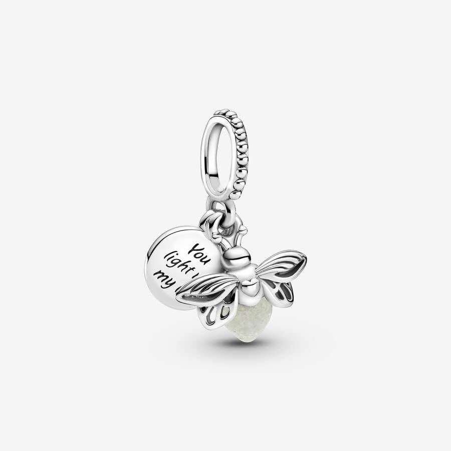 image:imagePANDORA GlowintheDark Firefly Dangle Charm Luminous Jewelry Gift Milky Green Glow Glass Design Jewelry for Her with Gift Box Compatible Moments amp ME Bracelets Sterling Silver