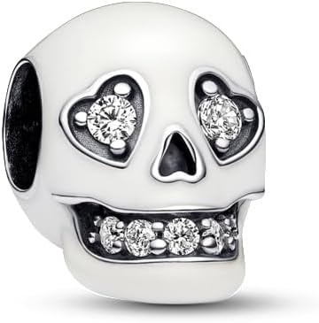 image:imagePANDORA GlowintheDark Sparkling Skull Charm Compatible Moments Sterling Silver with Cubic Zirconia Gift for Her Jewelry for Women with Gift Box
