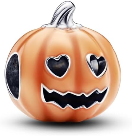 image:imagePANDORA Glowinthedark Spooky Pumpkin Charm Gift for Her Compatible with PANDORA Moments Sterling Silver with Enamel With Gift Box