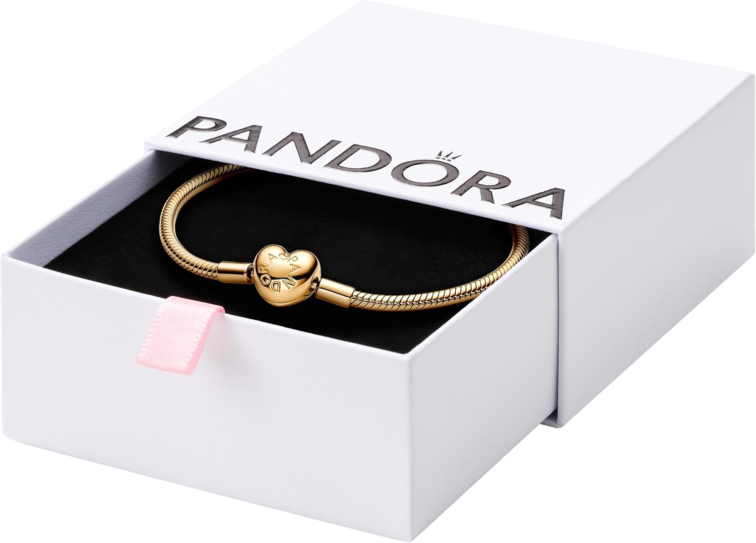 image:imagePANDORA Heart Clasp Snake Chain Bracelet Compatible Moments Charms Gift for Her Shine with Gift Box190 Centimeters