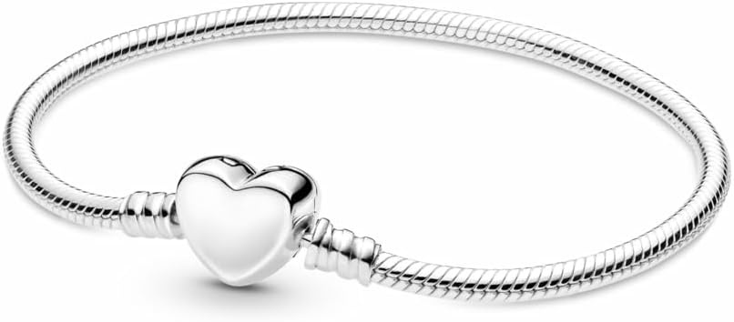 image:imagePANDORA Heart Clasp Snake Chain Bracelet Compatible Moments Charms Gift for Her Shine with Gift Box210 Centimeters
