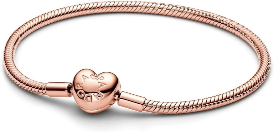 image:imagePANDORA Heart Clasp Snake Chain Bracelet Compatible Moments Charms Gift for Her Shine with Gift Box75 Inches