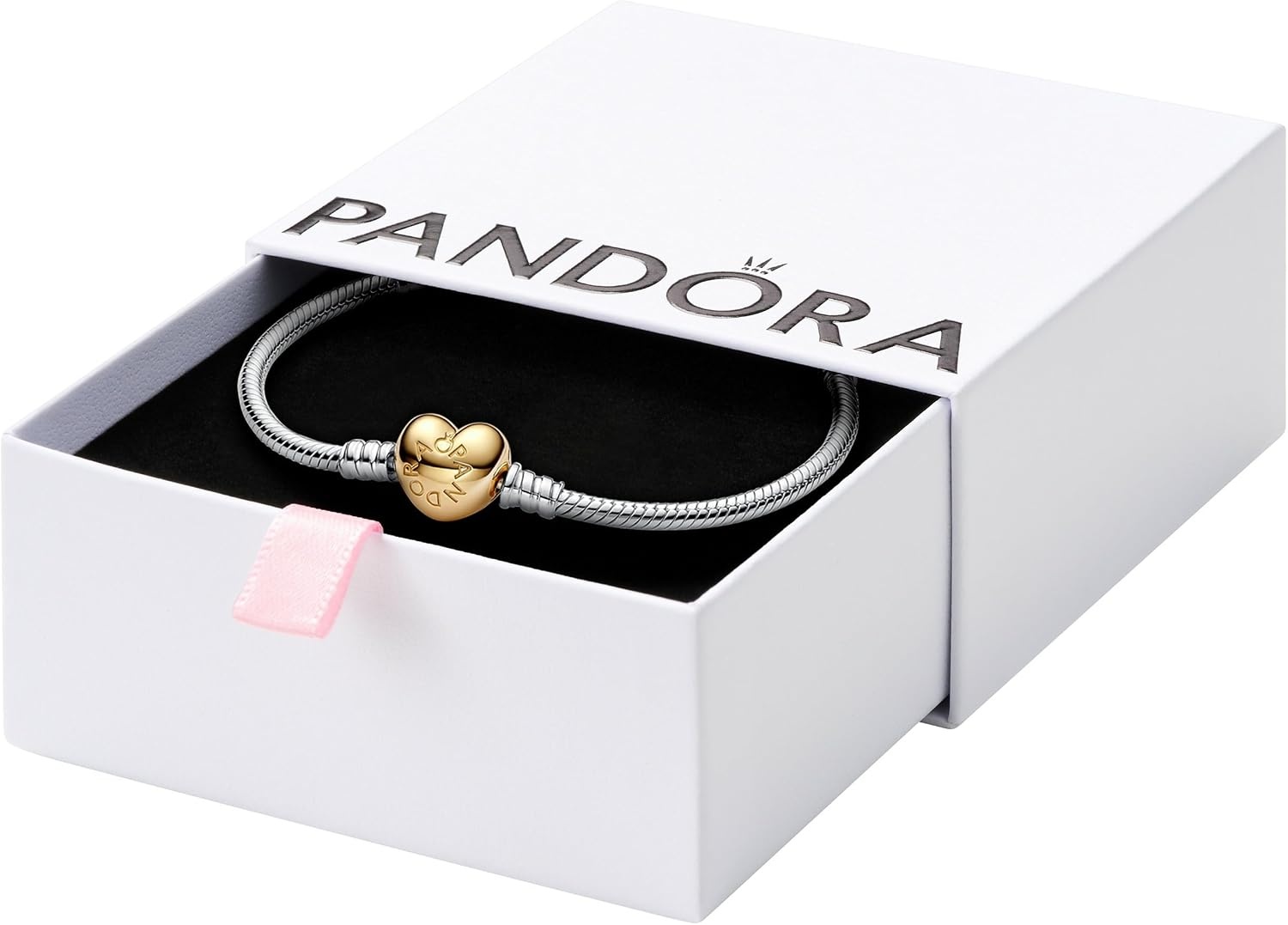 image:imagePANDORA Heart Clasp Snake Chain Bracelet Heart Clasp Romantic Jewelry for Her with Gift Box Compatible Moments Charms Sterling Silver67 Inches