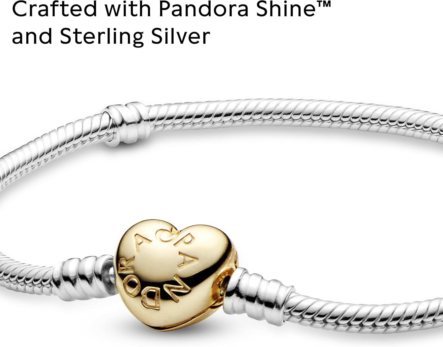 image:imagePANDORA Heart Clasp Snake Chain Bracelet Heart Clasp Romantic Jewelry for Her with Gift Box Compatible Moments Charms Sterling Silver75 Inches