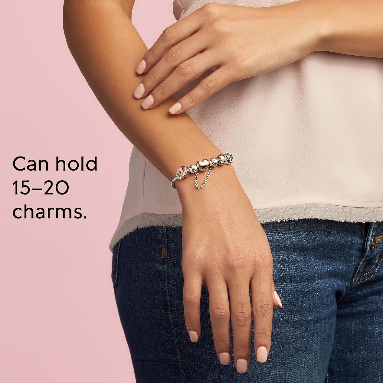 image:imagePANDORA Heart Clasp Snake Chain Bracelet Heart Clasp Romantic Jewelry for Her with Gift Box Compatible Moments Charms Sterling Silver75 Inches